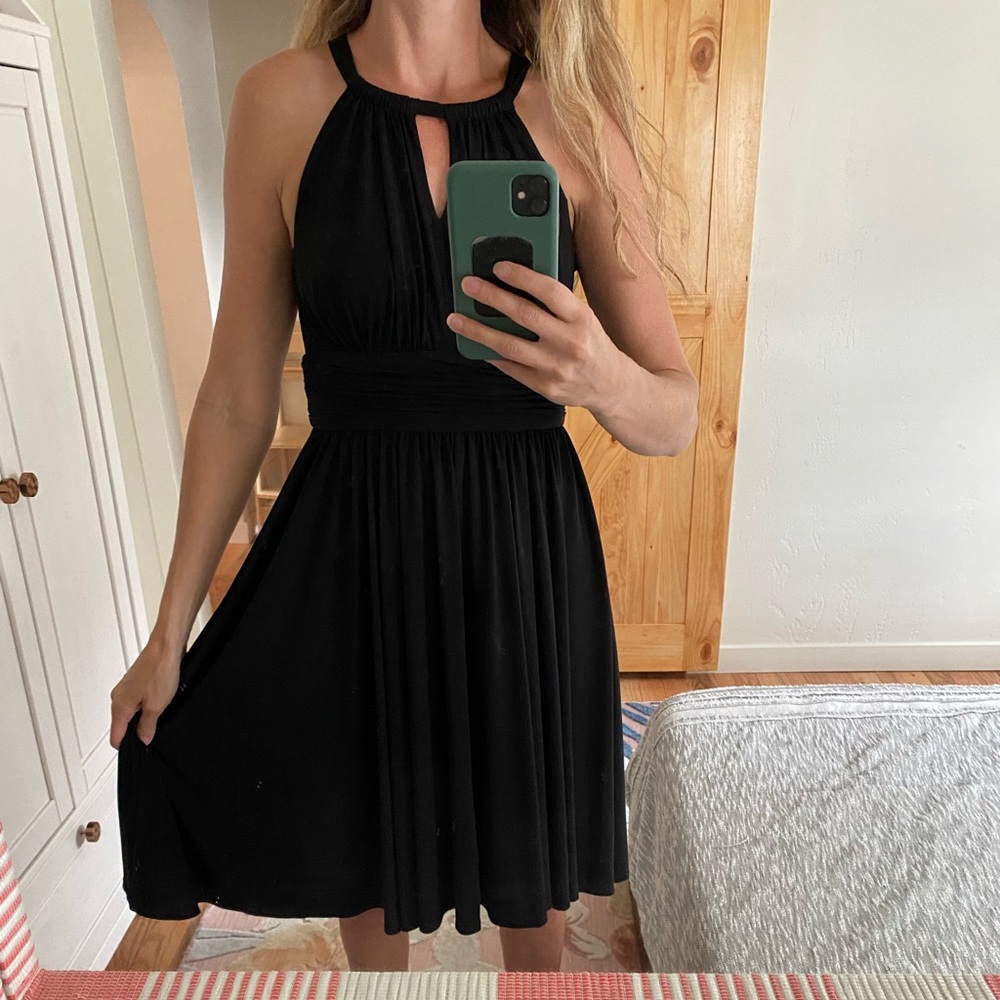 WHBM✨Black Halter Fit & Flare Cocktail Dress
